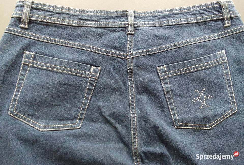 Spodnie damskie jeansowe 44 z elastanem w pasie Rewal