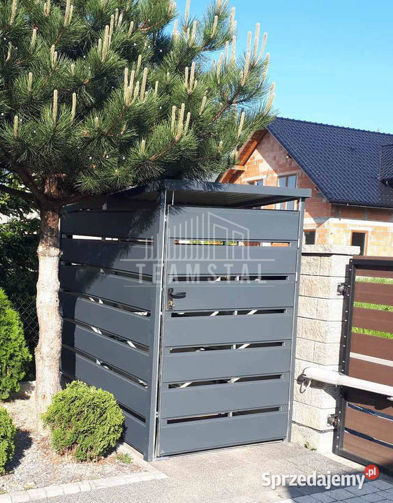 Wiata śmietnikowa spad tył 1x15m antracyt
