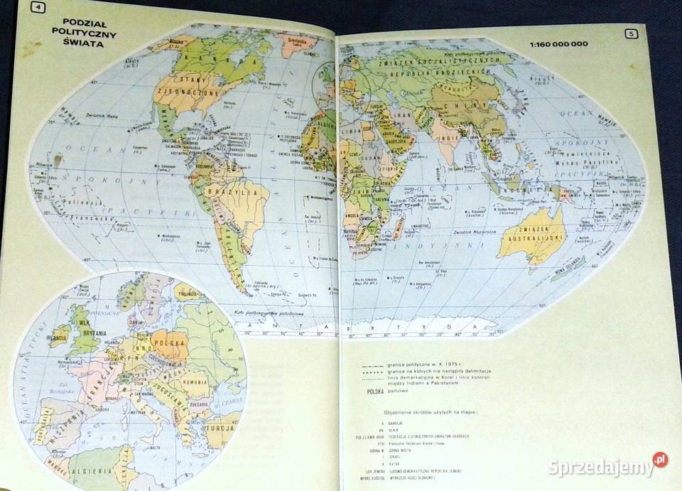 Popularny atlas świata Wydanie 1977 red Zofia miękka