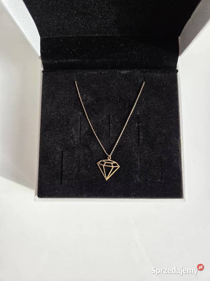 Naszyjnik złoty diament 45 oryginalne opakowanie złoto Naszyjniki małopolskie Liszki