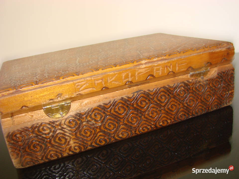 drewniana pudełko PRL Pruszcz Gdański