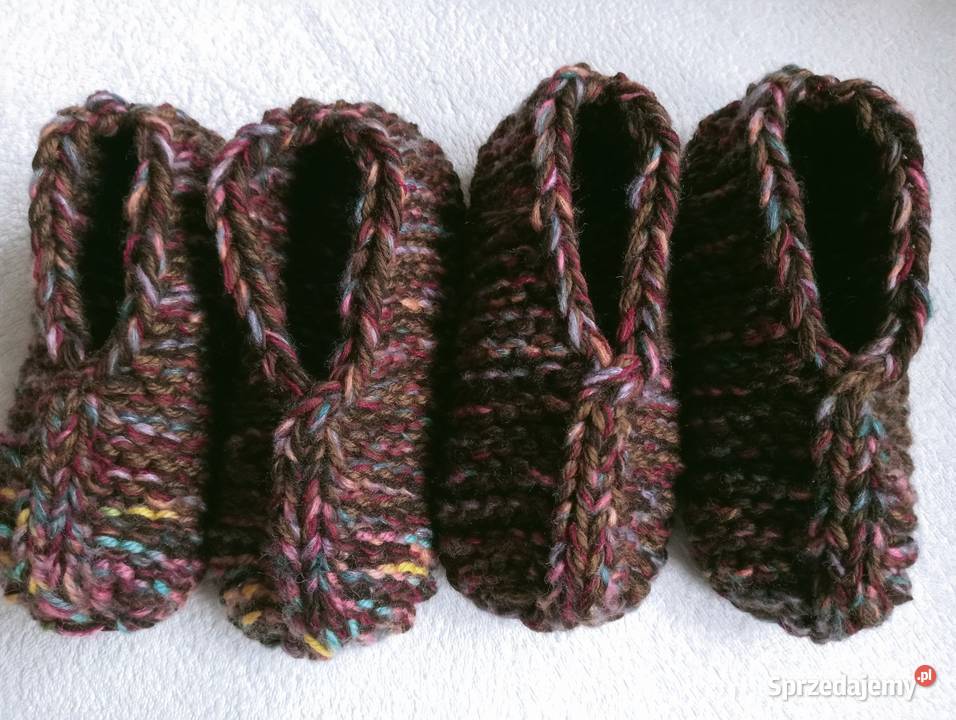 2 pary grubych kapci z wełną alpaki 38