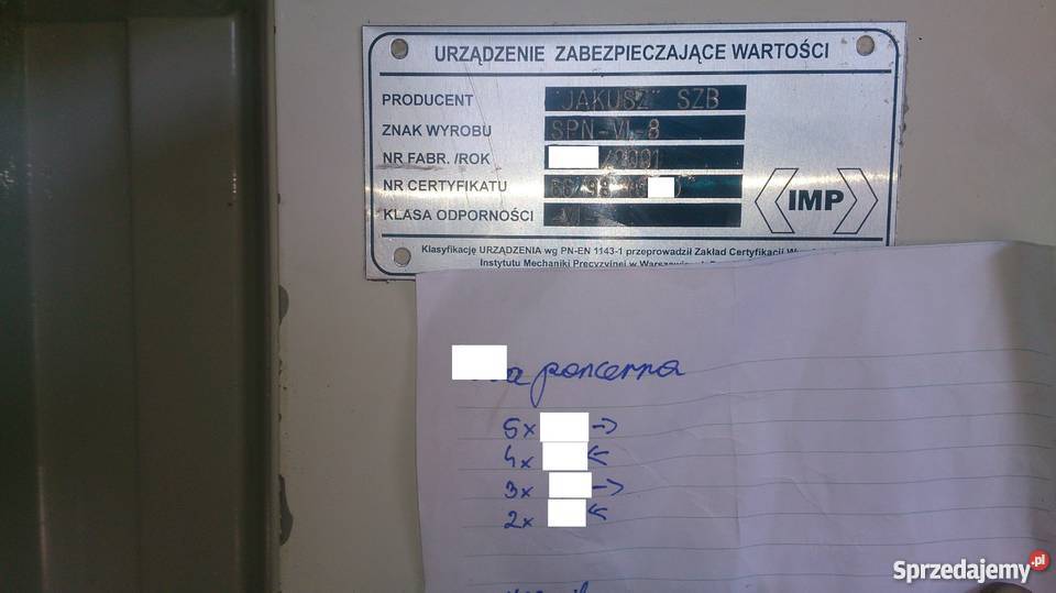 sejf Jakusz 6 klasa bezpieczeństwa waga około 1 mazowieckie Garwolin