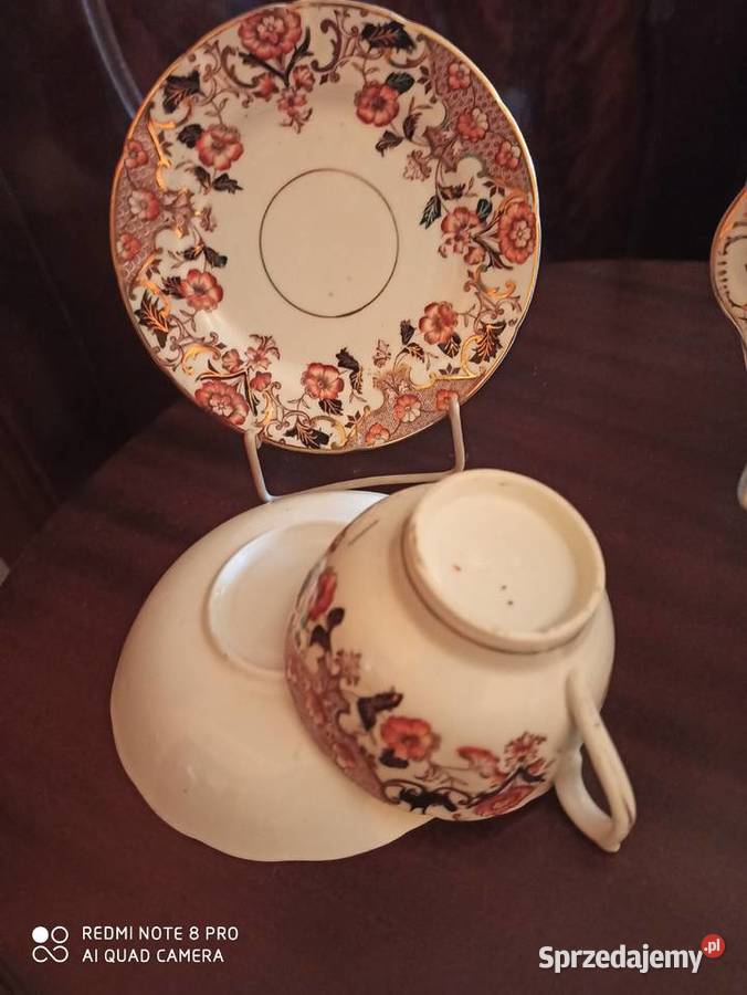 filiżanka z talerzykiem deserowymzłotem malowana Gdańsk sprzedam