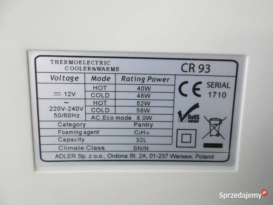 Lodówka turystyczna CAMRY 32L NOWA zasilanie AC wolnostojące mazowieckie Warszawa