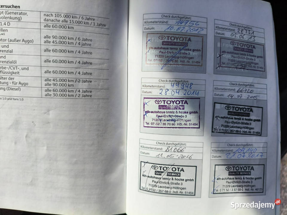 Toyota Verso Bezwypadkowy historia serwisowa 7 centralny zamek Janów Lubelski