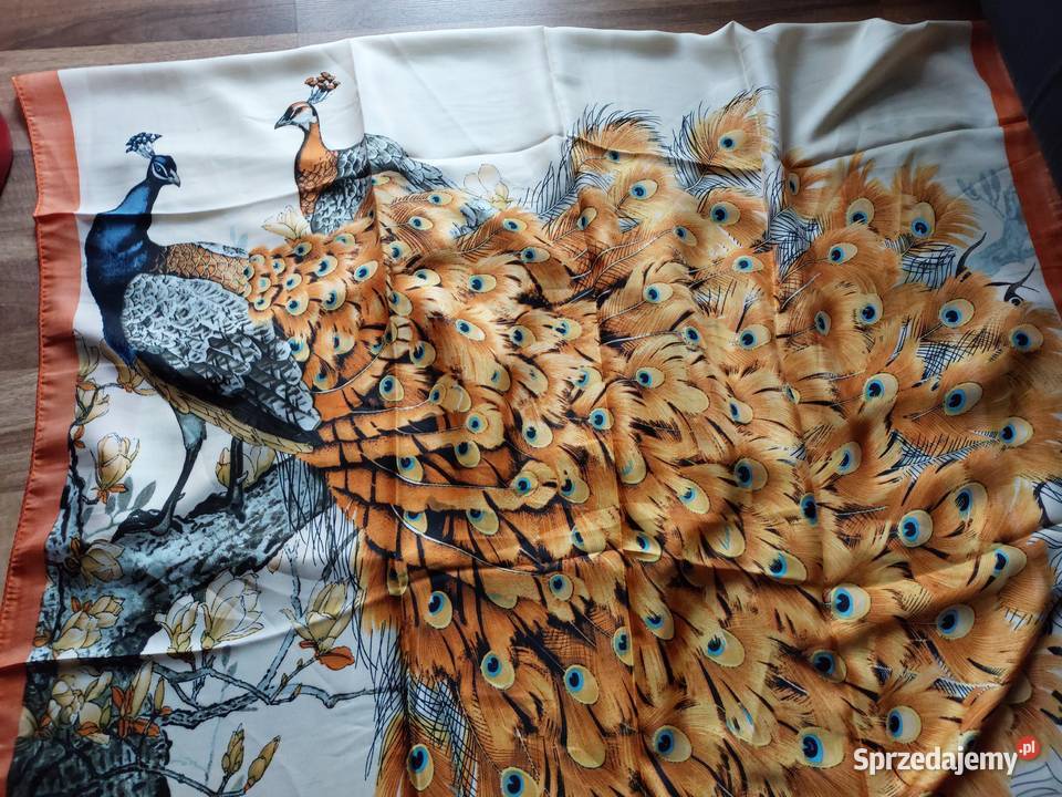 Duży nowy szal wiskoza i jedwab paw dolnośląskie Wrocław