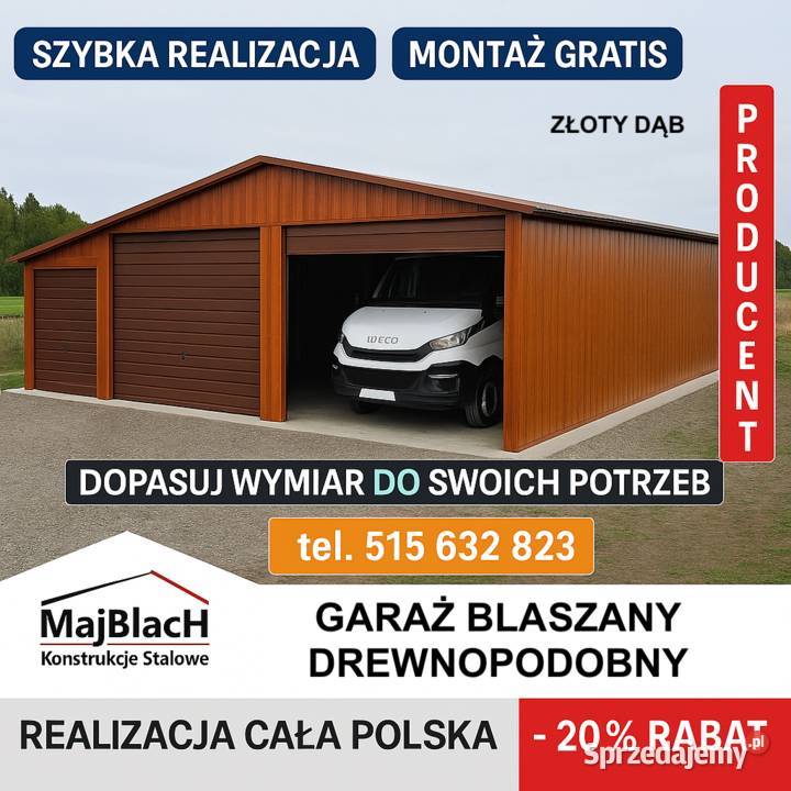 OBNIŻAMY CENY 15 Grafitowy Dwuspadowy Garaż 180zł/m2 Gryfice