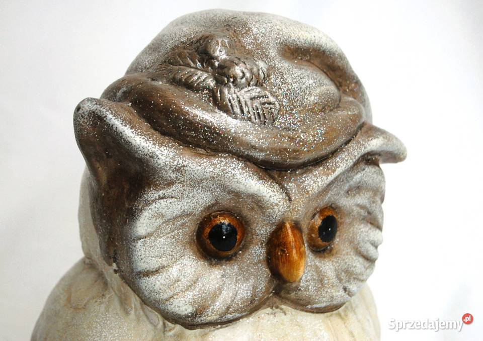 Sowa puchacz Mikołaj duża ceramiczna figurka