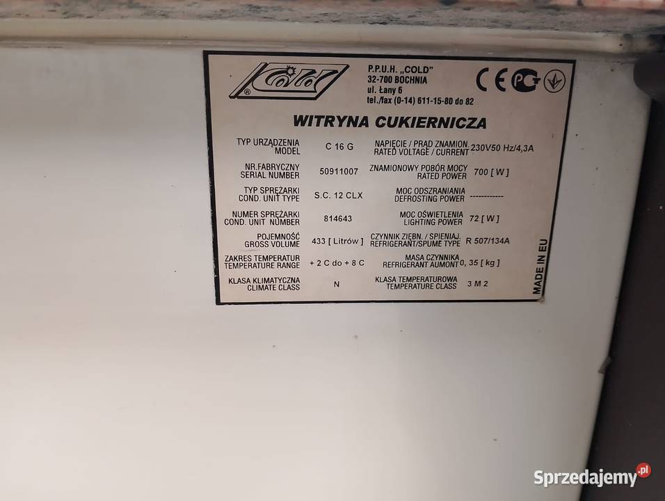 Witryna cukiernicza Cold C 16 G 1630 mm sprzedam