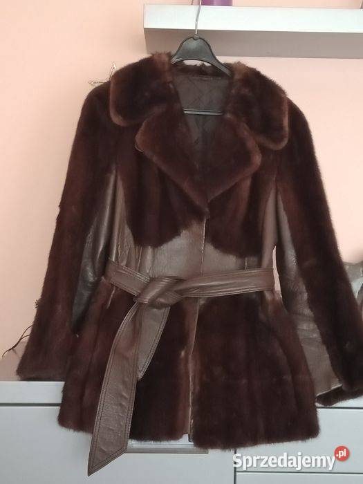 Futro kurtka skóra i Norki brązowy/beżowy Łódź