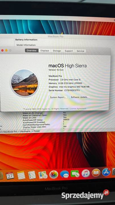 Macbook 13pro 2017 256gb Warszawa