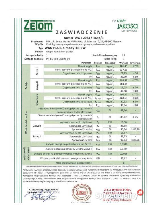 Kocioł co na węgiel WKS PLUS 18 kW Wałbrzych