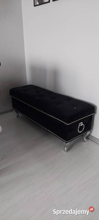 Czarna welurowa pufa z schowkiem 120x40 Glamur Stalowa Wola sprzedam