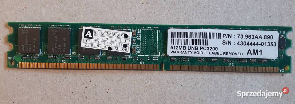 Pamięć RAM DDR Apacer 512 MB UNB PC3200 AM1 Sadów