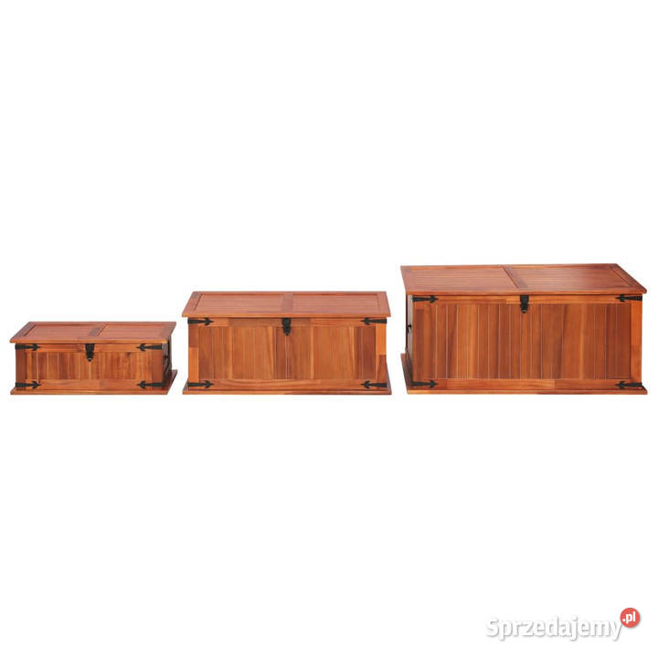 Skrzynie 3 lite drewno akacjowe WM247243 Warszawa