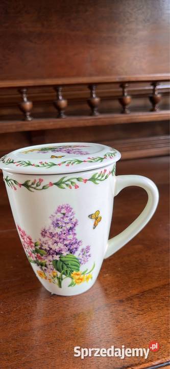 Kubek Duo I motylami Z sitkiem i z pokrywką Bzy Gdańsk sprzedam
