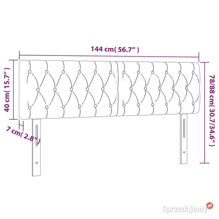 Zagłówek do łóżka z LED czarny 144x7x7888