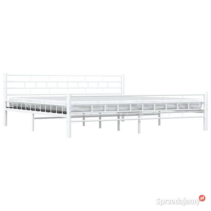 Łóżko Metalowe Białe Rama Łóżka Ze Stelażem 187cm