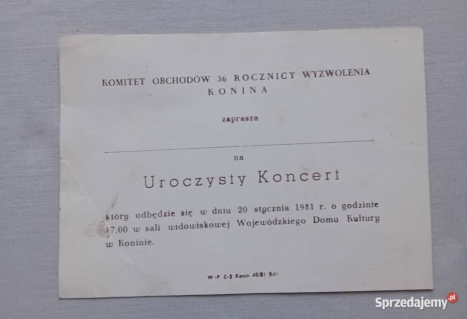 Zaproszenie na koncert z okazji 36 rocznicy Koźminek