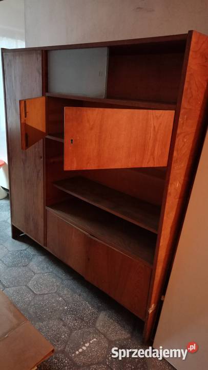 Biblioteczka z szybami i szafą 155cm Kredensy i witryny łódzkie Ręczno