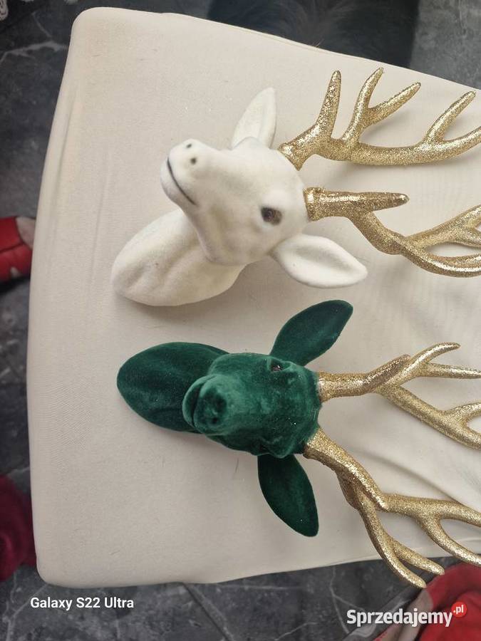 Welurowa głowa renifera biała duża Skierniewice