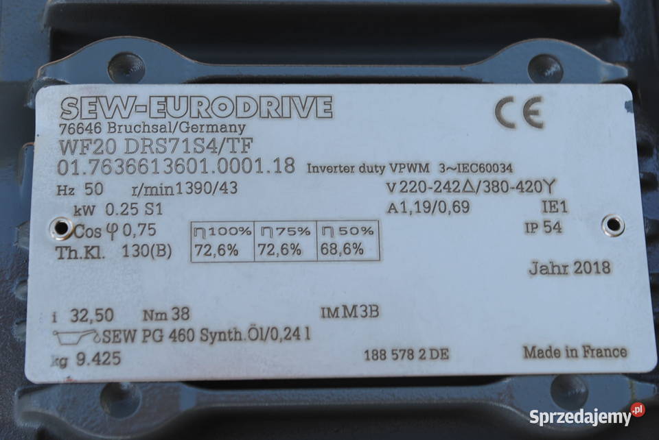 Motoreduktor kątowy 025kw 43obrmin FIRMY SEW Kargowa
