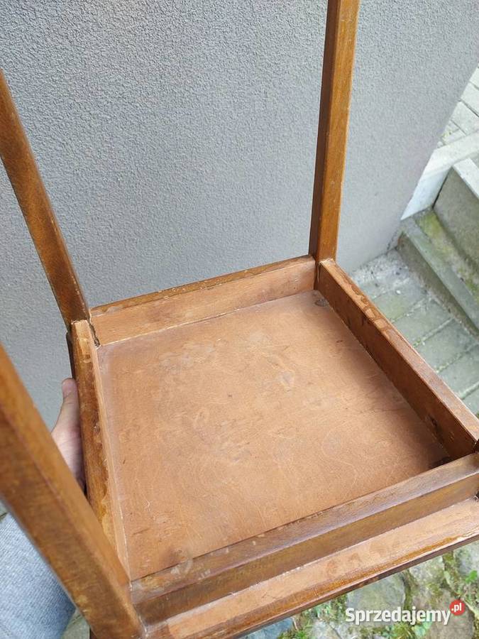 Stary stolik podręczny mały intarsjowany drewno pomorskie