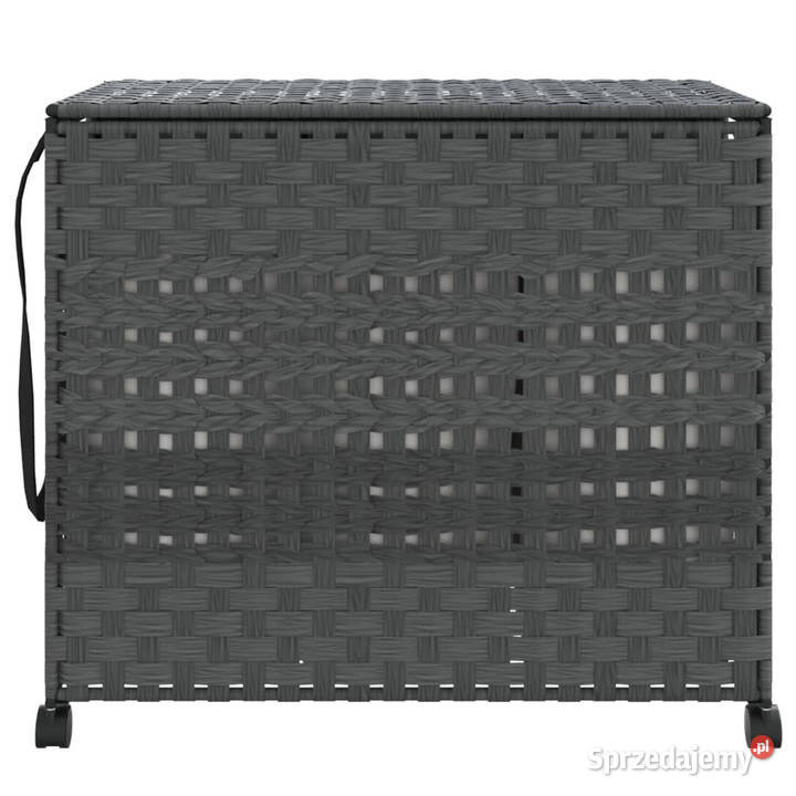 Kosz na pranie z kółkami szary 66x35x60 rattan Pozostałe mazowieckie Warszawa