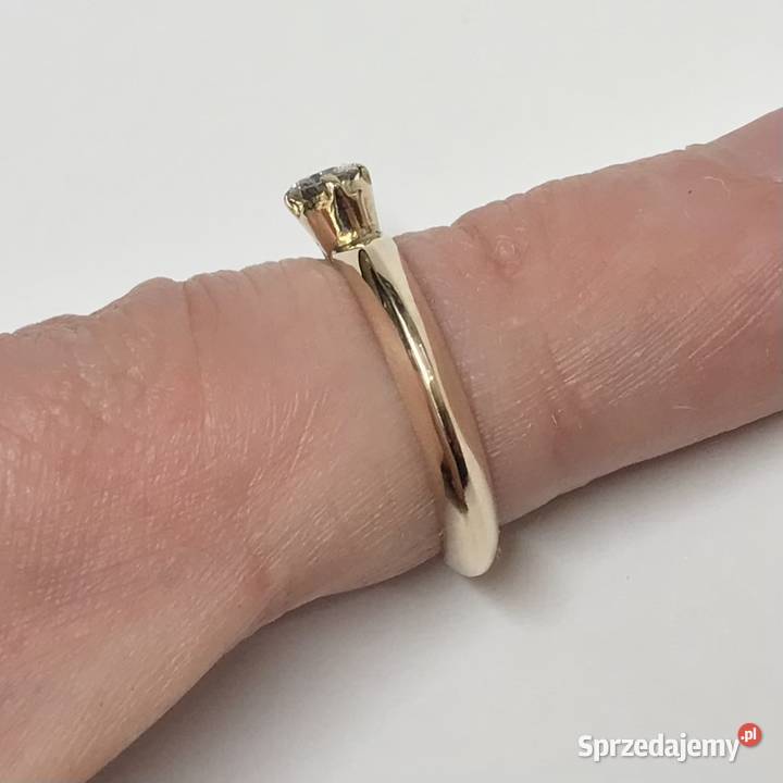 Złoty PIERŚCIONEK zaręczynowy 14K DIAMENT 030 ct Warszawa sprzedam