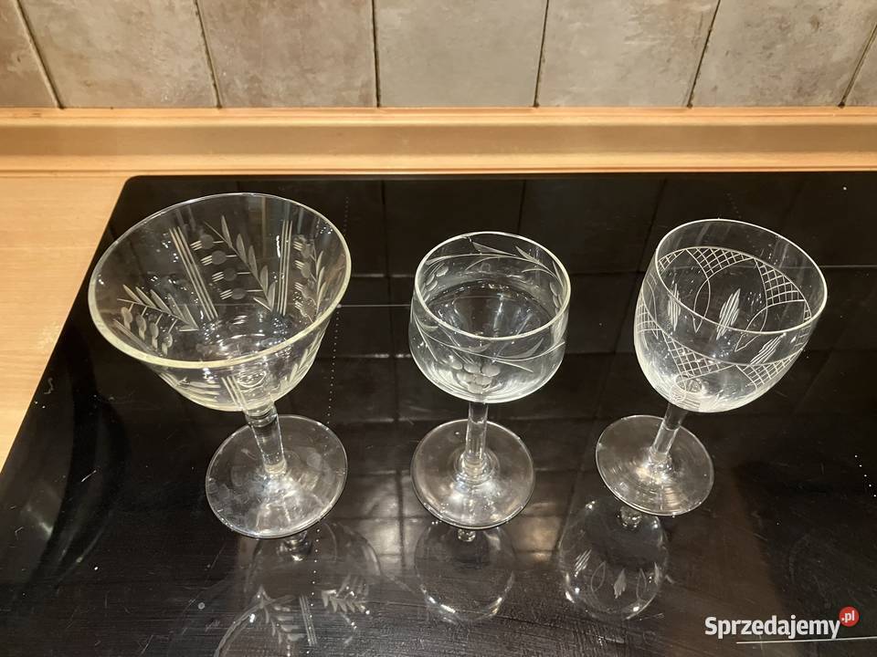 Zestaw 3 stara kryształowe kieliszki do wina Warszawa