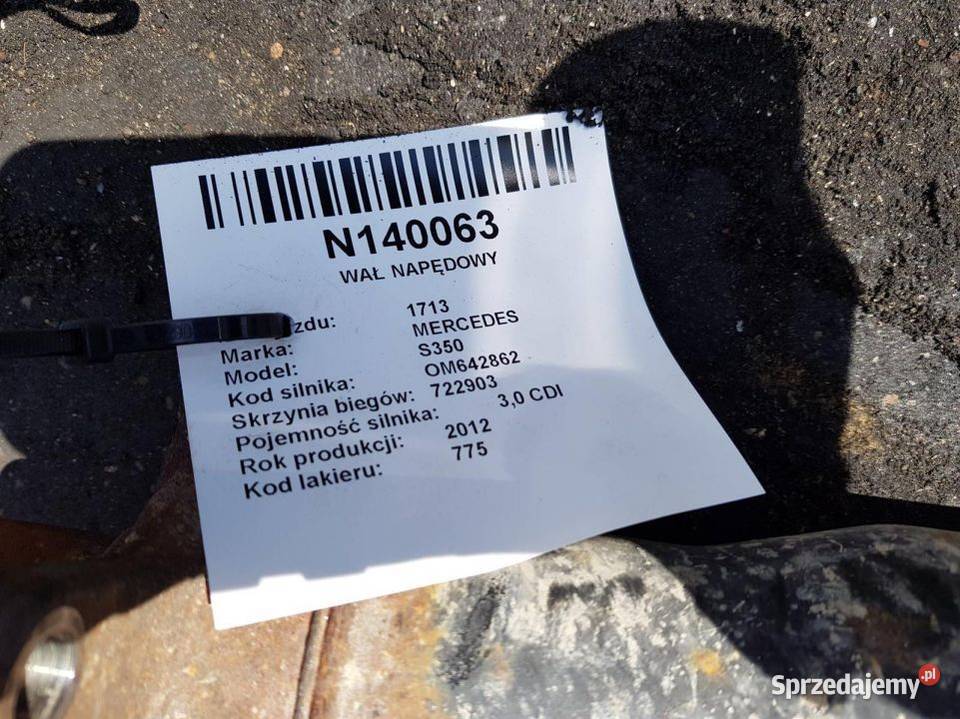 WAŁ NAPĘDOWY S350 W221 A2214416 Części samochodowe Lipno