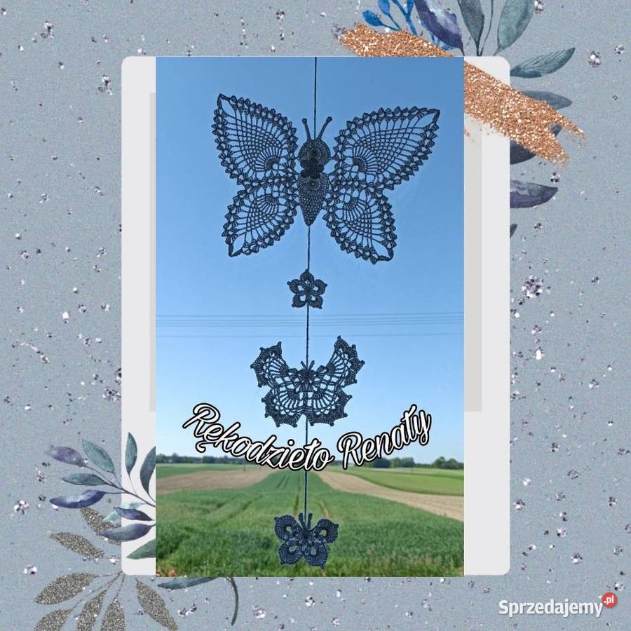 Szydełkowa zawieszka dekoracja do oknamotylki łódzkie Piotrków Trybunalski