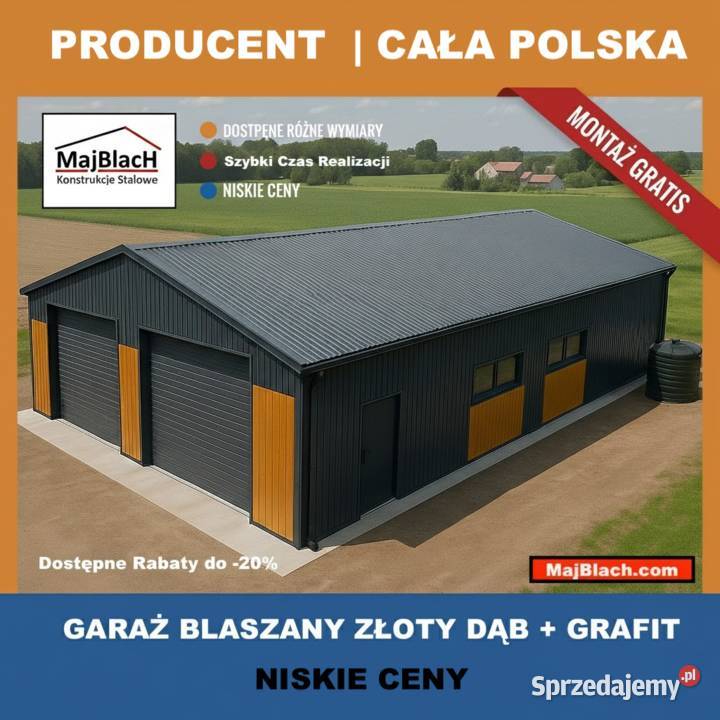 Garaż Blaszany Złoty Dąb Grafit MAGAZYN zachodniopomorskie Drawsko Pomorskie