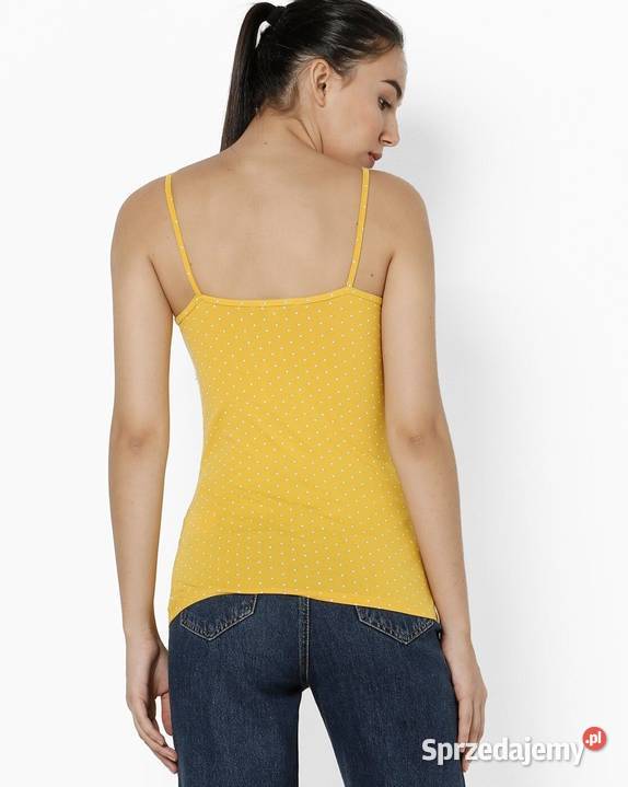 żółty top Tally Weijl xxs 32 xs 34 kropki dekolt