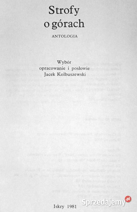 Strofy o górach Antologia Jacek Kolbuszewski Chełm