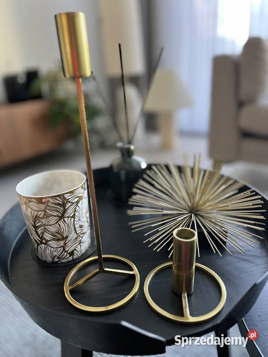 Świeczniki złote HM home zestaw świeczników Warszawa