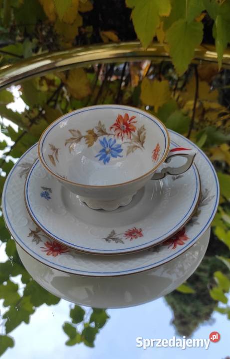 SZLACHETNA PORCELANA W PIĘKNE KWIATY TRIO