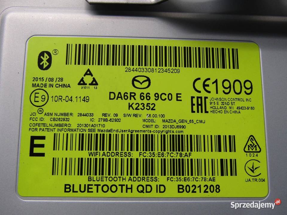EKRAN MONITOR NAWIGACJI NAVI MAZDA 2 DJ