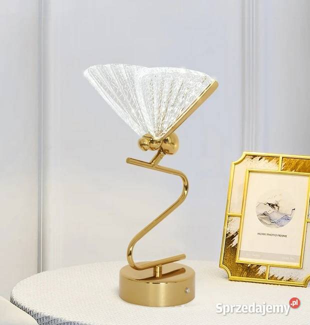 Lampa stołowa kryształowa MOTYL złota lampa sprzedam