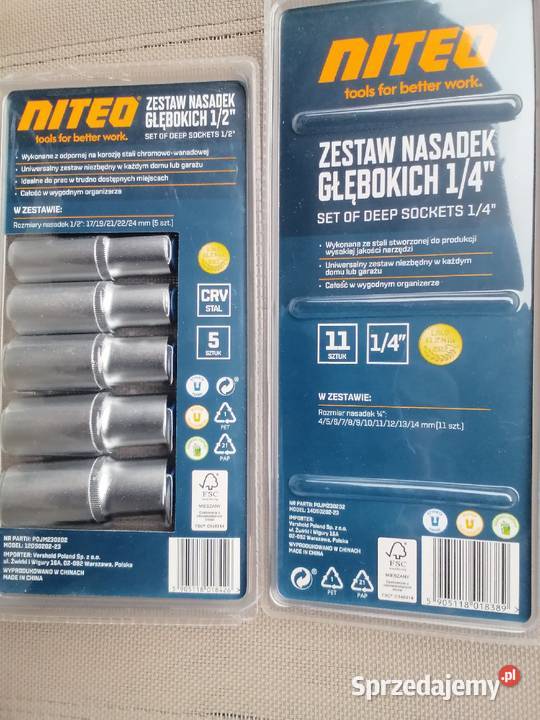 Zestaw nasadek głębokich 16 z uchwytem Nowe Narzędzia warsztatowe małopolskie Wieliczka sprzedam