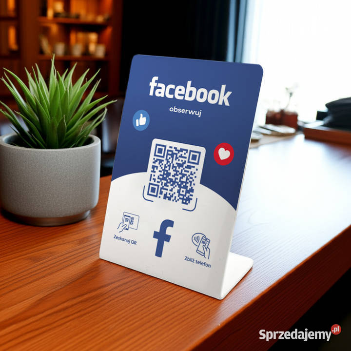 Stojak prezenter gięty z QR i NFC do Warszawa