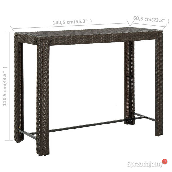 Ogrodowy stolik barowy brązowy 1405x605x1105 Warszawa