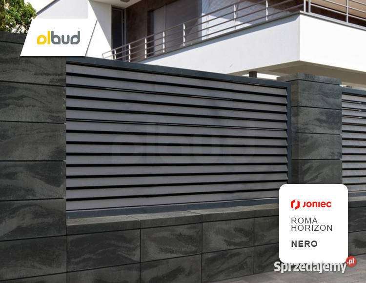 Bloczek ogrodzeniowy gładki ROMA HORIZON Nero Hel