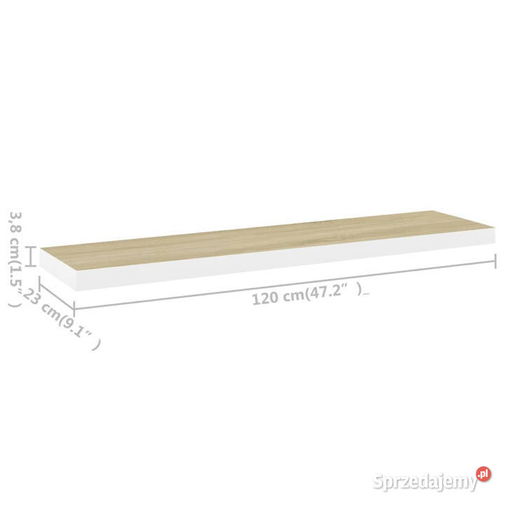 Półki ścienne 2 dębowobiałe 120 x 235 x 38 MDF Półki Warszawa sprzedam