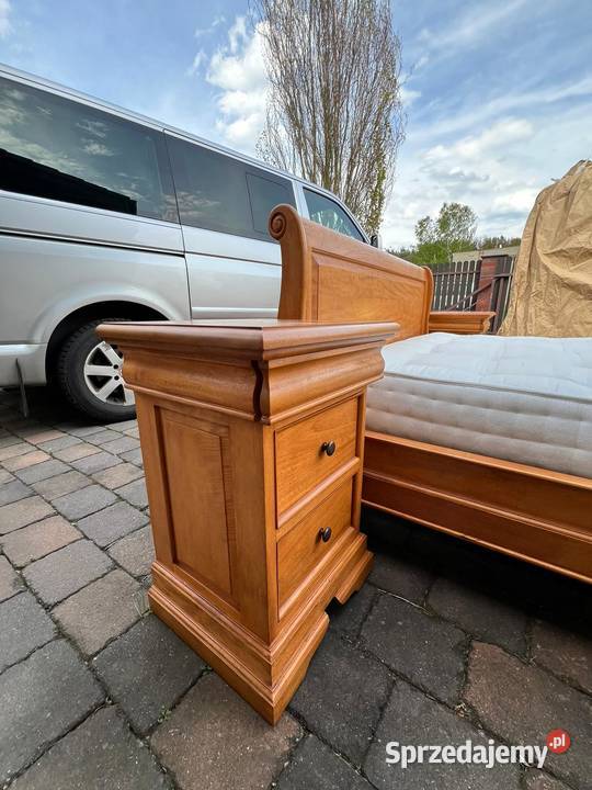 Piekne Dębowe łóżko materac 2 szafki nocne