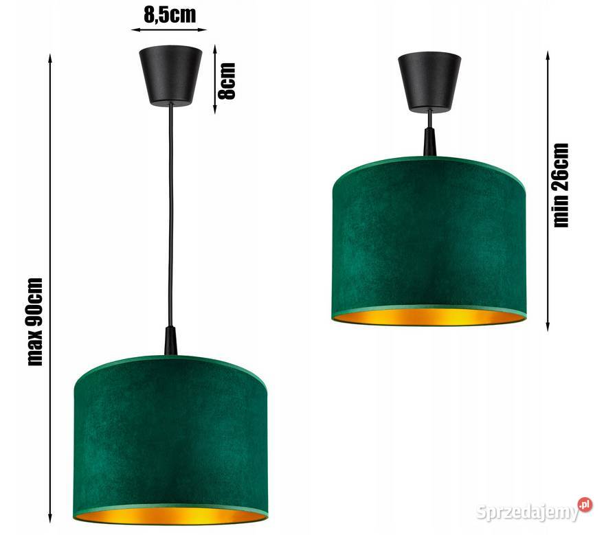 LAMPA WISZĄCA SUFITOWA ŻYRANDOL ABAŻUR zielona Oświetlenie Choroszcz