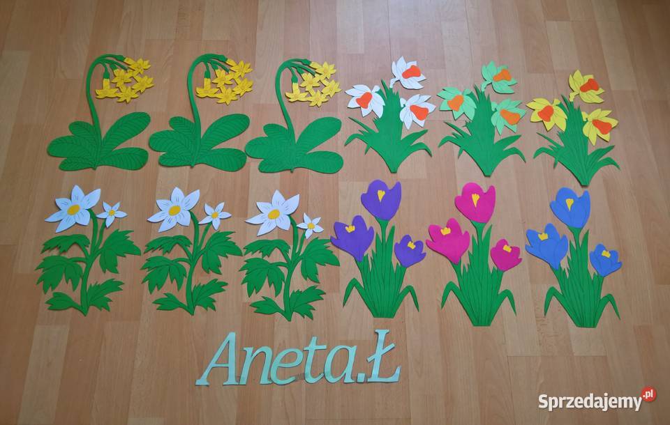 Wiosenne kwiaty dekoracje z brystolu 504 102 444 Garwolin