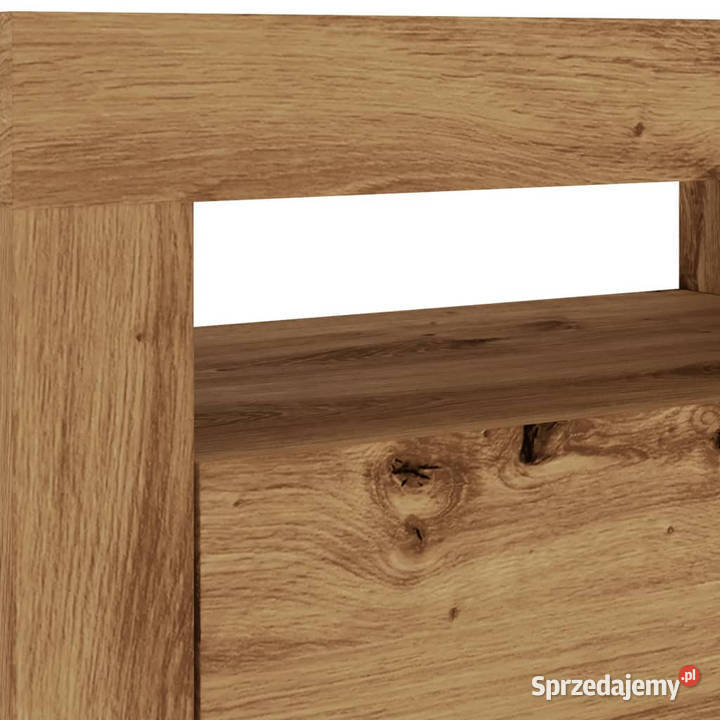 Szafka pod TV z oświetleniem LED dąb artisan