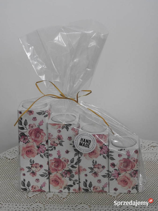 Świeczniki zestaw drewniane decoupage handmade Dekoracje i ozdoby śląskie Bytom